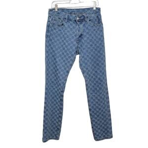 MNML Jeans Y2K Straight Leg Textured Check Size 32 All Cotton 524